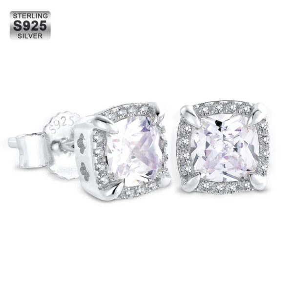 Iced out Square Ohrringe - Echtsilber
