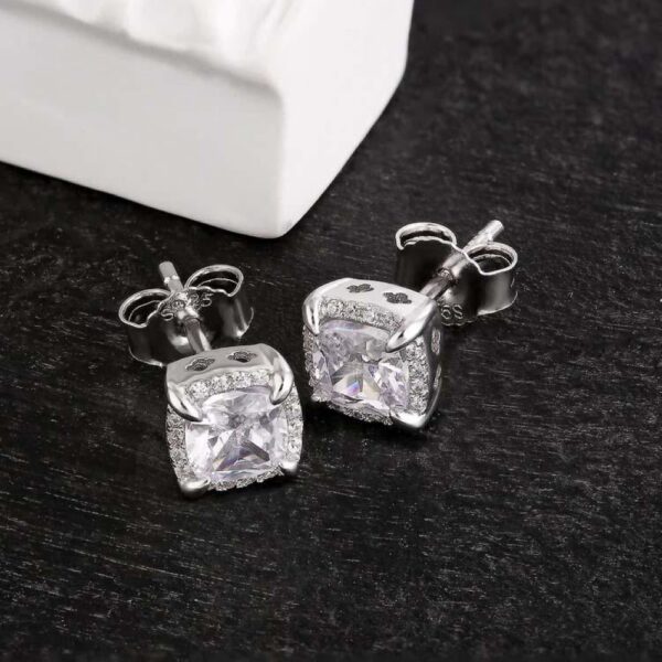 Iced out Square Ohrringe - Echtsilber – Bild 4
