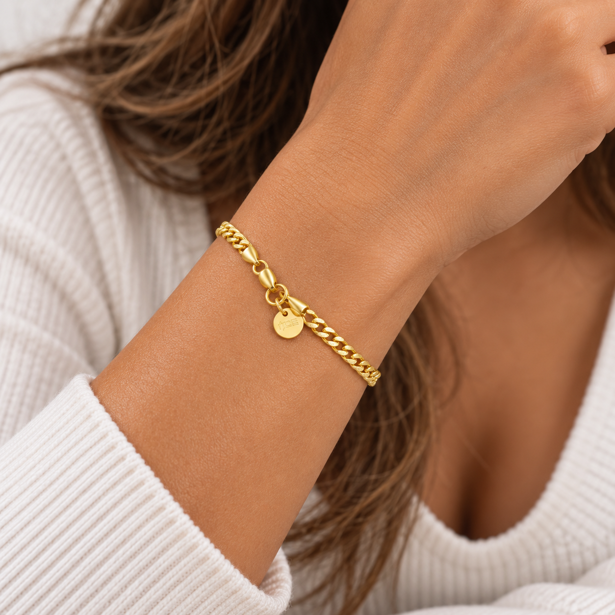 Miami Cuban Link Armband – 3mm – 18k Gold - Echtsilber – Bild 3