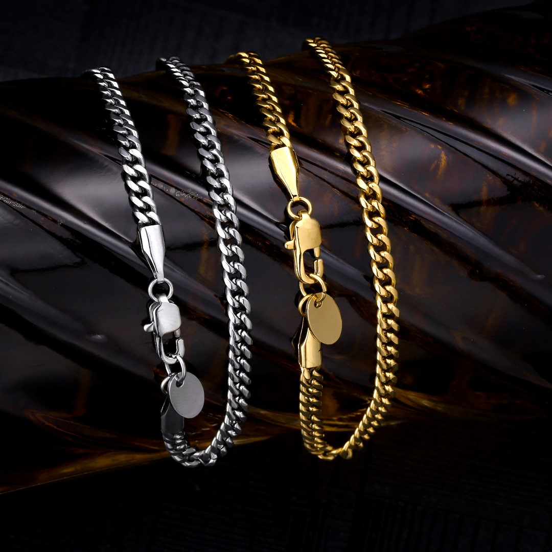 Miami Cuban Link Set - 3mm - 18k Gold – Bild 4