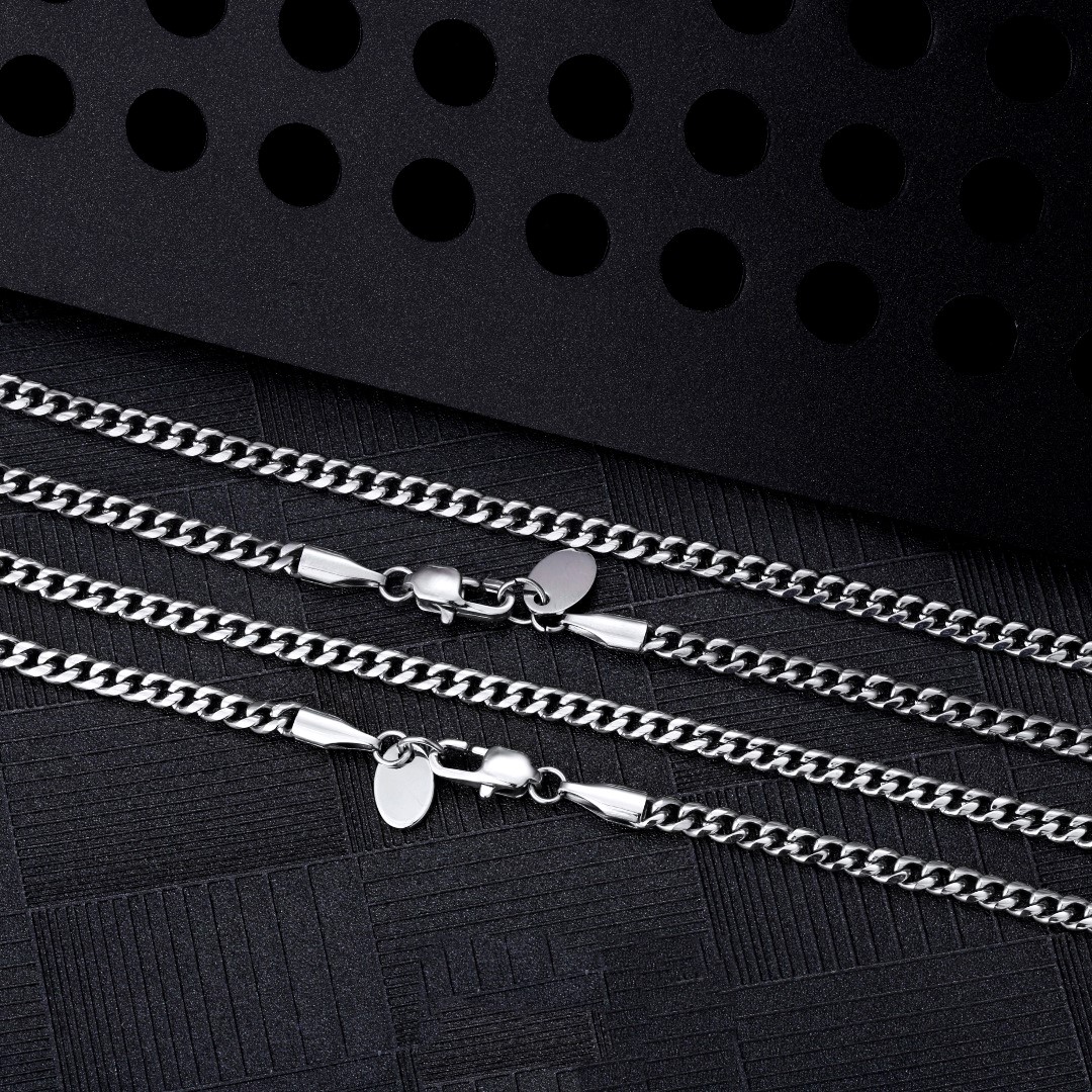 Miami Cuban Link Set - 3mm - Weissgold – Bild 4