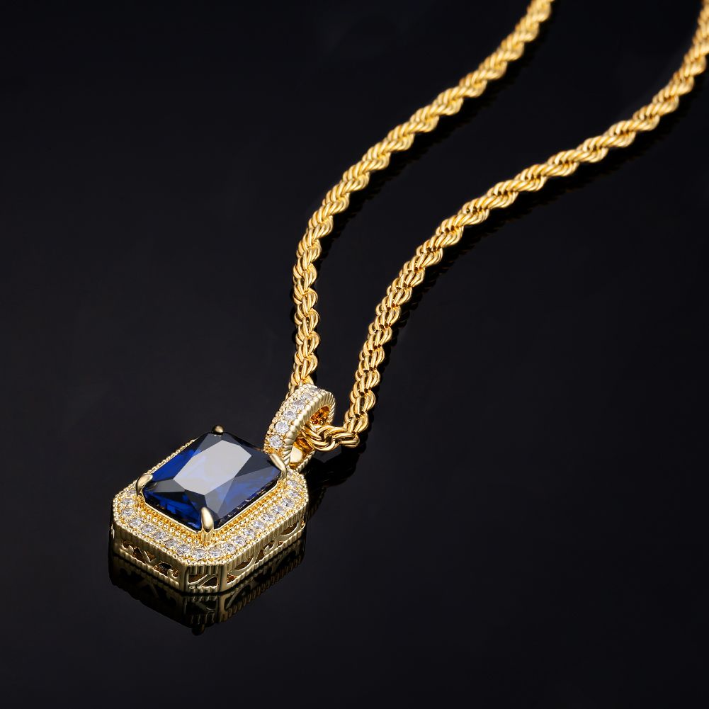 Blue Sapphire Anhänger – 14K Gold – Bild 3