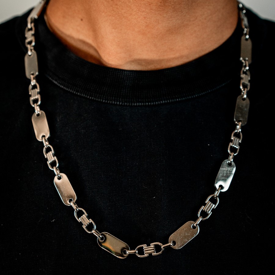 Plattenkette - 8mm - Weissgold