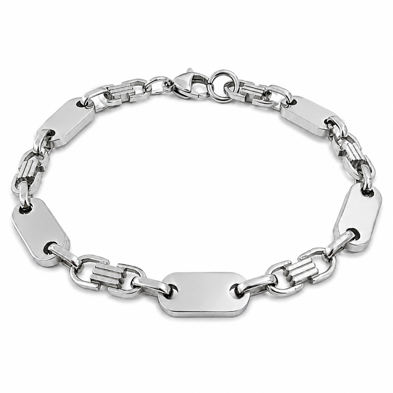 Plattenarmband - 8mm - Weissgold